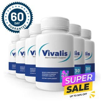 Vivalis Men's Health Support supplement bottles with advertised 60-day guarantee